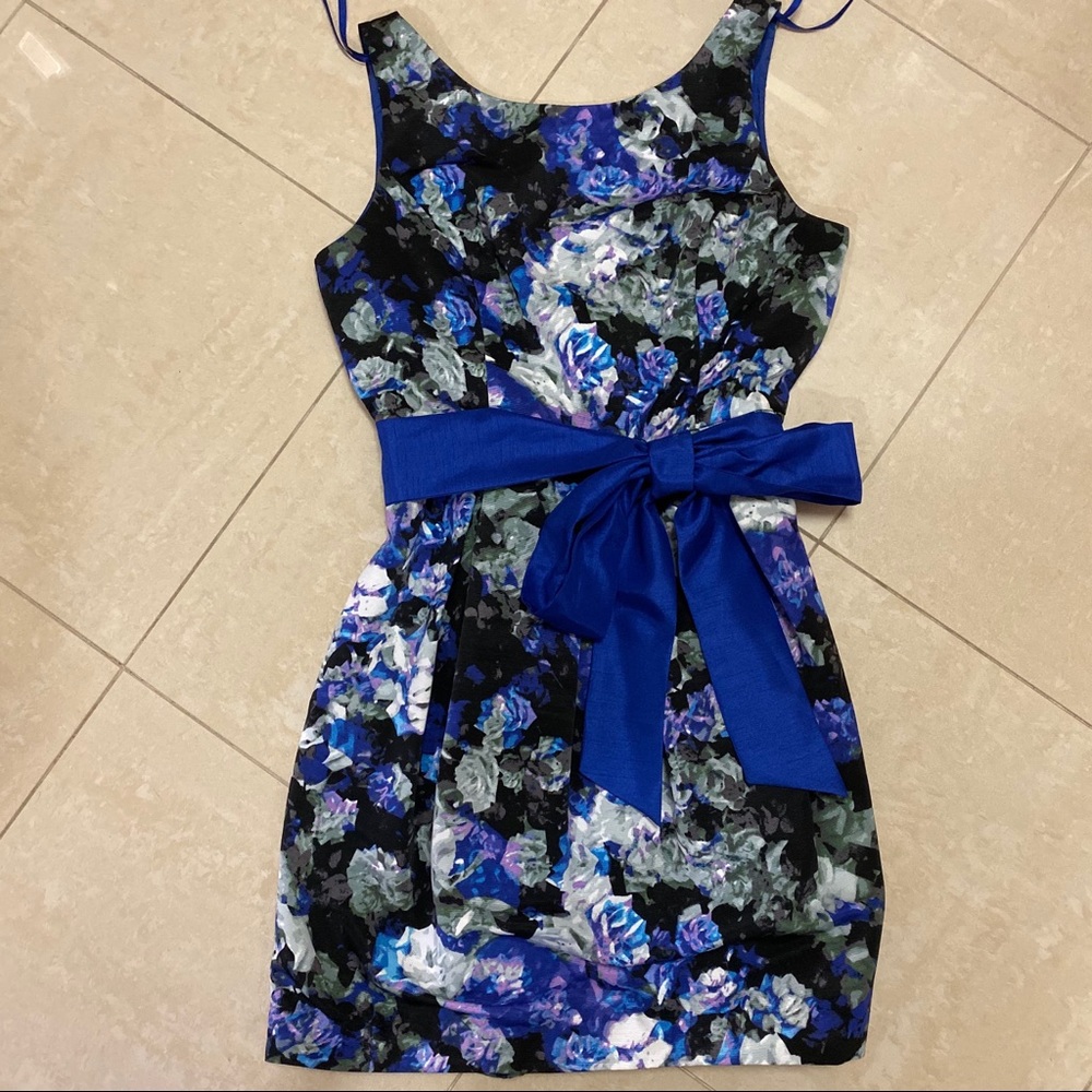 Eliza J Blue Floral Evening Dress